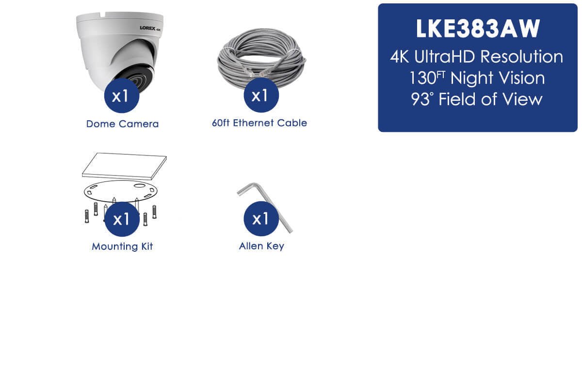 Lorex Discontinued, 4K Ultra High Definition IP Dome Camera with Color Night Vision